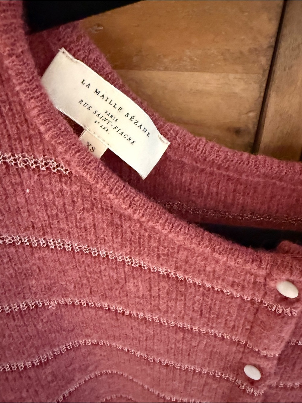 Sézane Gaspard Cardigan in Dark Rosewood/Gold - Picture 5 of 6